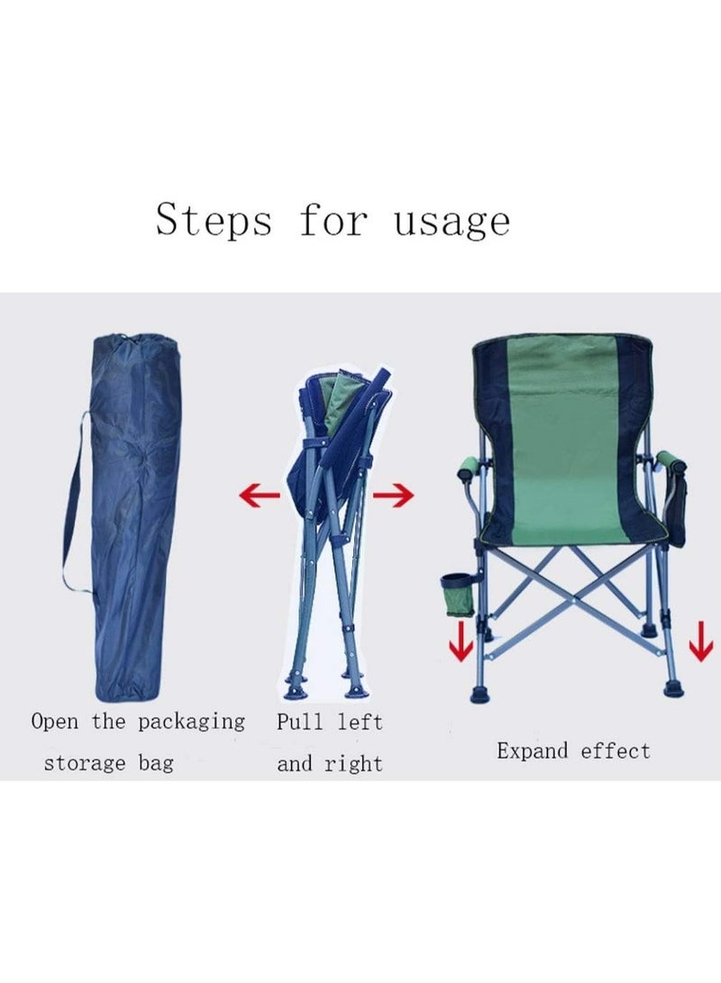كينغ كامب كرسي تخييم قابل للطي بظهر مرتفع مبطن مع حامل اكواب، كرسي تخزين جانبي للشاطئ والصيد والتخييم والمشي لمسافات طويلة (يحمل حمولة 150 كغم) (اللون: ازرق داكن، المقاس: 95 × 58 × 58) - Image 4
