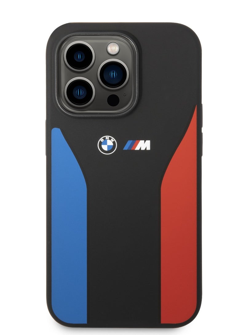 بي إم دبليو حافظة M Collection من السيليكون السائل مع طباعة ثلاثية الألوان وشعار لهاتف ايفون 14 برو ماكس - Image 4