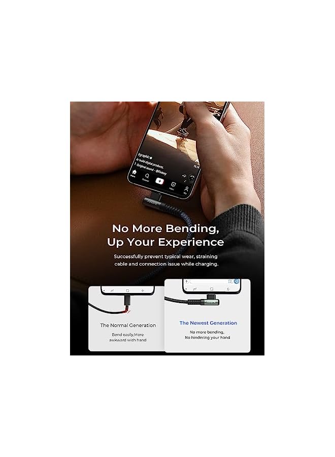 Ainope كابل USB C إلى USB C شاحن USB C 60W عبوة 2 6.6 قدم كابل شاحن نوع C كابل USB C بزاوية صحيحة - Image 4