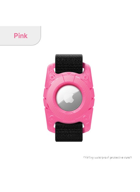 AirTag Protective Shell For Apple Anti-lost Device Pet Tracker IP67 Grade Pet Dog Rope Waterproof Protective Shell-Color:Bright Pink-Applicable Model:Airtag (with Bracelet)