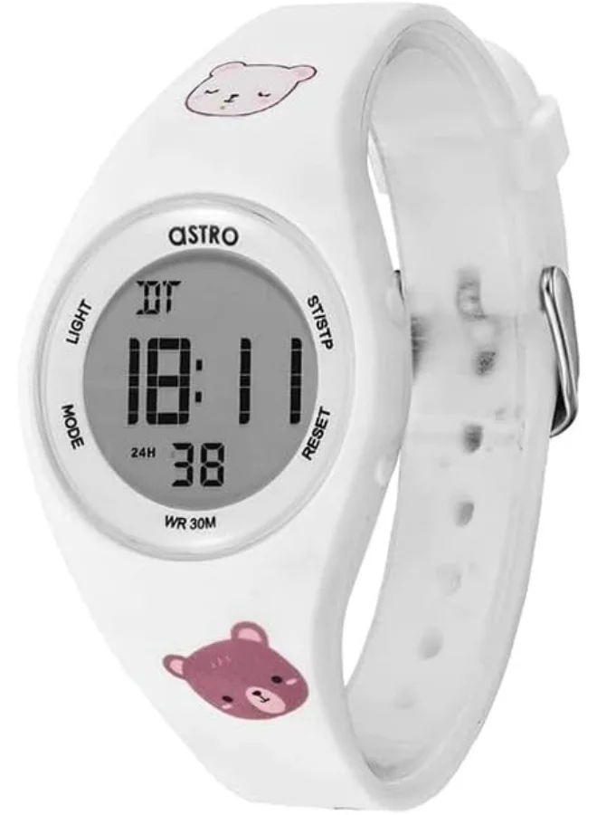 ASTRO Astro Kids Watch, Digital Display and Polyurethane Strap - A23904-PPWW-BR, White