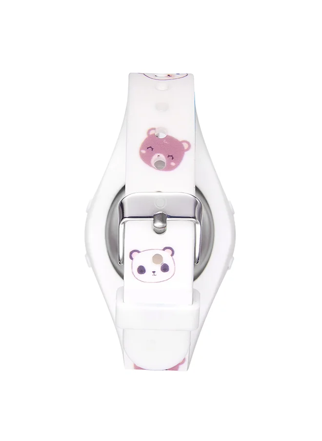 ASTRO Astro Kids Watch, Digital Display and PU Strap - A23904-PPWW-BR, White-Bear Print