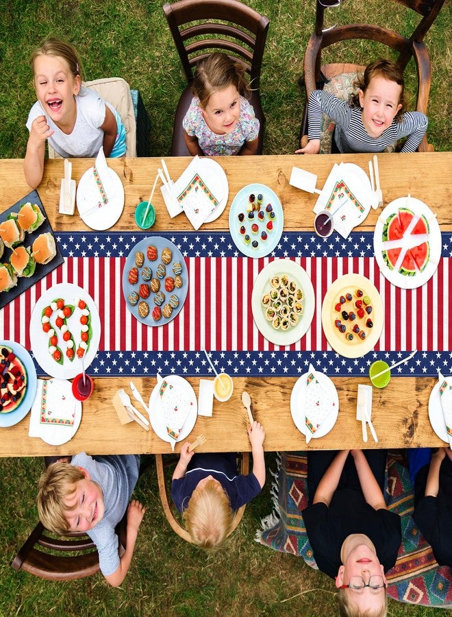 Geodurn 72 x 13 Inches American Flag Table Runner, Red White Blue Stars and Stripes Patriotic Runner for 4th of July, Memorial Day, Veterans Day, and Independence Day Tabletop Kitchen Decorations - Image 5