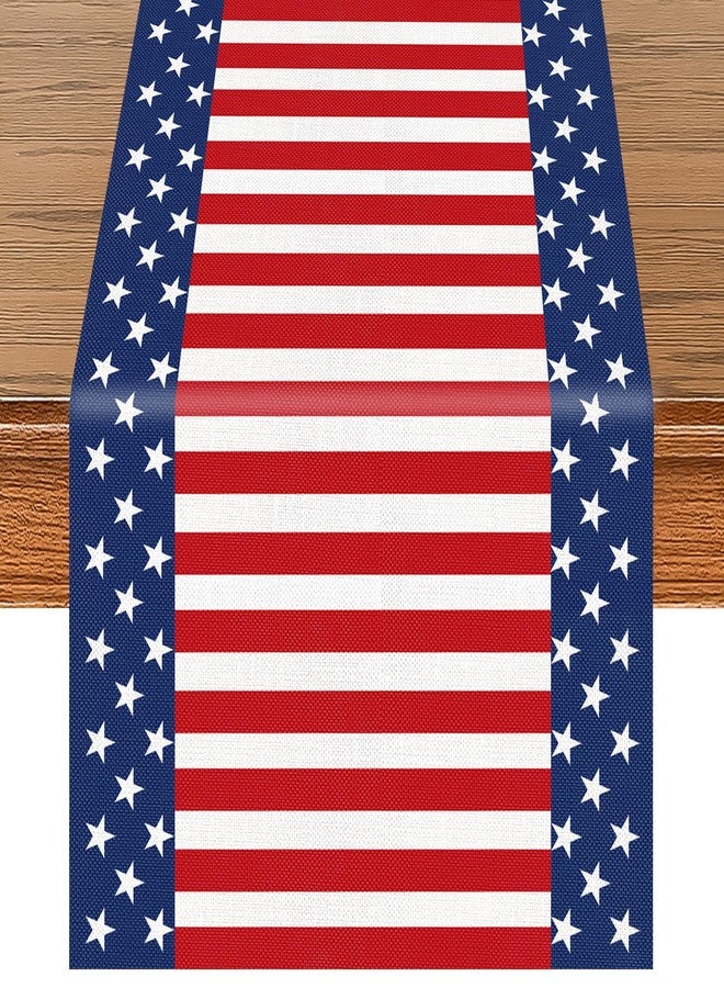 Geodurn 72 x 13 Inches American Flag Table Runner, Red White Blue Stars and Stripes Patriotic Runner for 4th of July, Memorial Day, Veterans Day, and Independence Day Tabletop Kitchen Decorations - Image 1