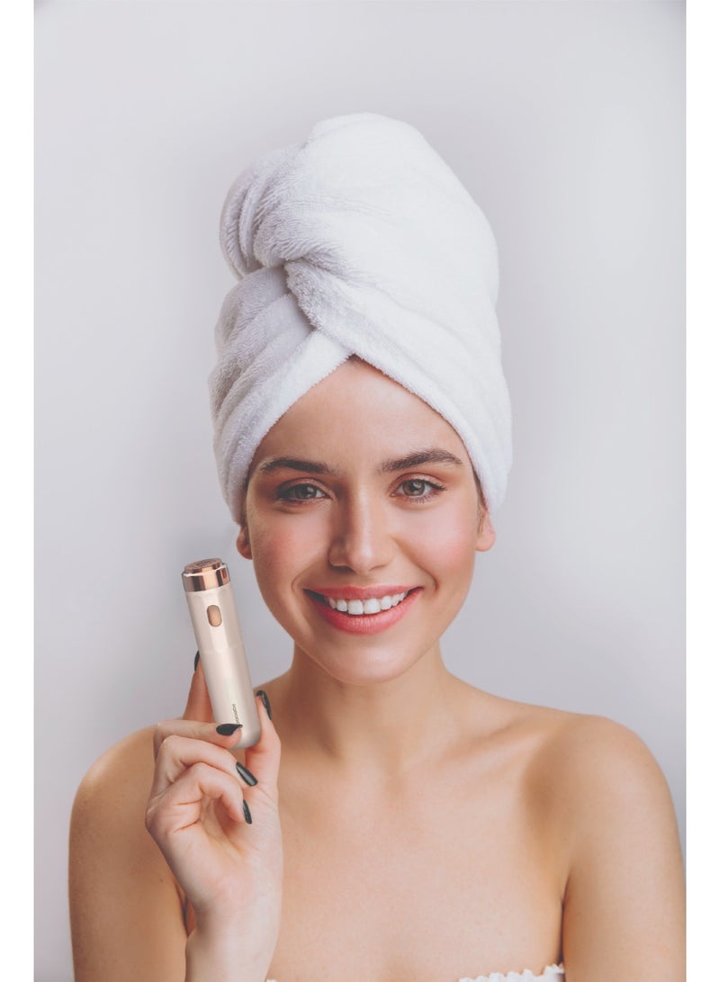 porodo Lifestyle 2 In 1 Electric Facial Hair Epilator For Ladies / Gentle Face Hair Removal / Type-C Charging Interface / Protective Cover / Built-In LED Light / 60 minutes Working Time - Pink - Image 2