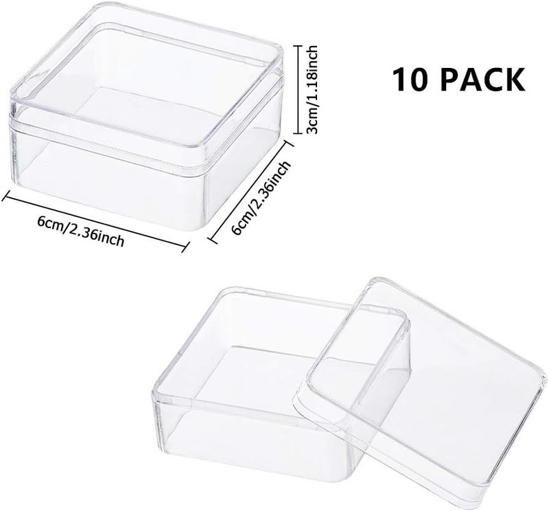 BENECREAT 10 Pack 6x6x3cm Square High Transparency Plastic Bead Storage Containers Box Case for Beauty Supplies,Tiny Bead, Jewerlry Findings and Other Small Items - Image 2