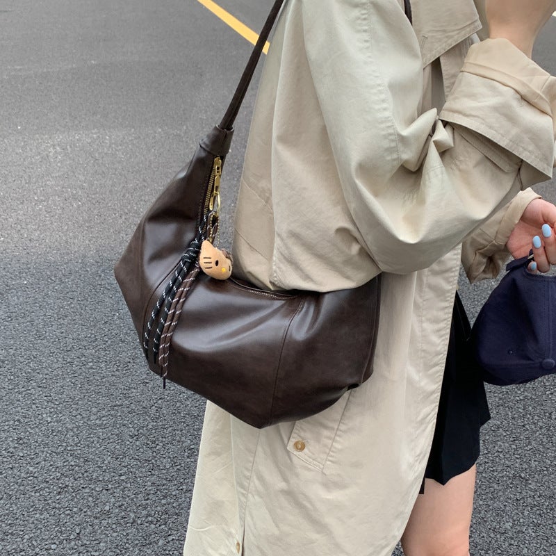 Korean Trendy Shoulder Bag 2025 Retro Dumpling Bag for Women, Large Capacity Commuter Crossbody Bag - Image 2