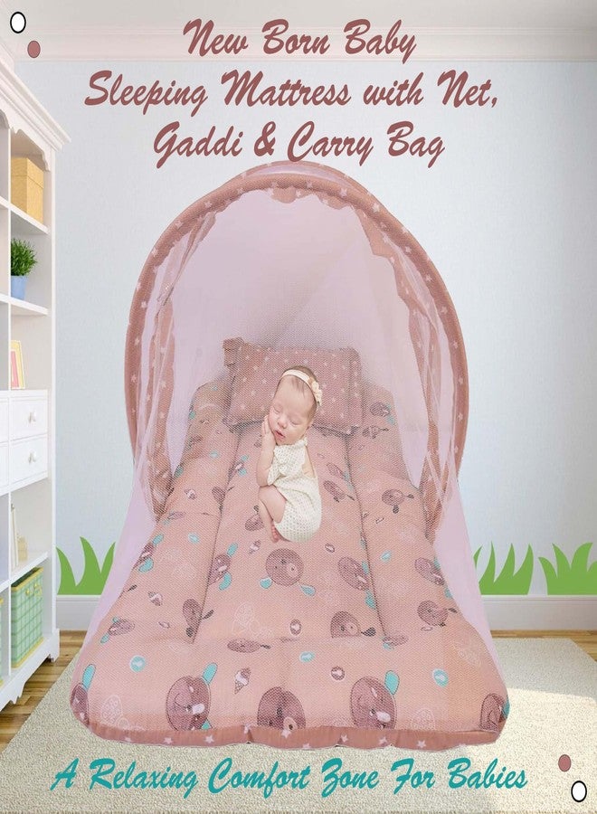 Kwitchy Baby Bed New Born Baby Bedding Set | Mosquito Net | Carry Bag | Baby Shower | Gift Pack | Essential Combo | Gadda Set (0-6 Months, Brown) (3PCS Set) - Image 2