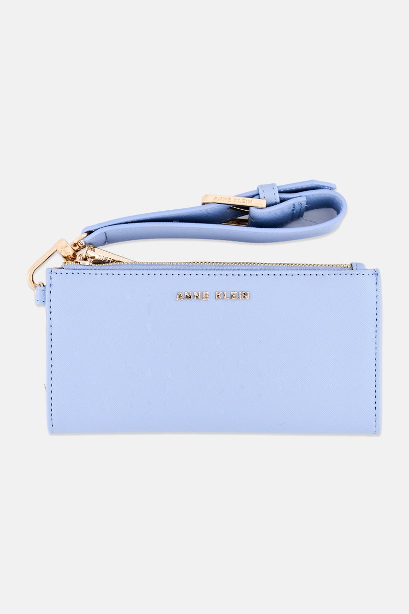 ANNE KLEIN Women Brand Logo Bifold Wristlet Wallet, Light Blue - Image 1