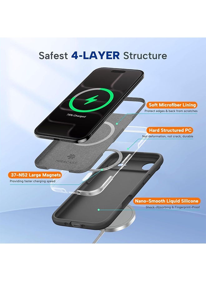 Magnetic Case for iPhone 17 Air, [MagSafe Compatible][All-Round Protection][With Camera Control Cover][Four-Layer Structure] Nano-Smooth Liquid Silicone Drop Protection Phone Case for iPhone 17 Air 6.5 inch, Black - Image 5