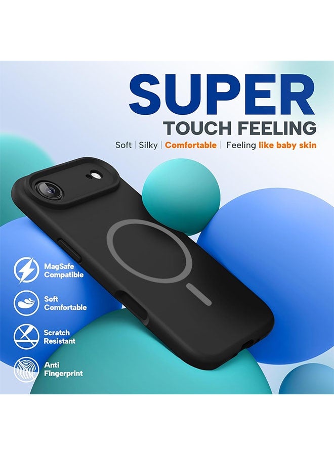 Magnetic Case for iPhone 17 Air, [MagSafe Compatible][All-Round Protection][With Camera Control Cover][Four-Layer Structure] Nano-Smooth Liquid Silicone Drop Protection Phone Case for iPhone 17 Air 6.5 inch, Black - Image 2