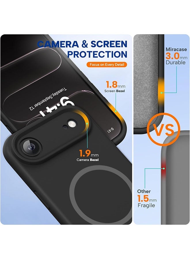 Magnetic Case for iPhone 17 Air, [MagSafe Compatible][All-Round Protection][With Camera Control Cover][Four-Layer Structure] Nano-Smooth Liquid Silicone Drop Protection Phone Case for iPhone 17 Air 6.5 inch, Black - Image 3