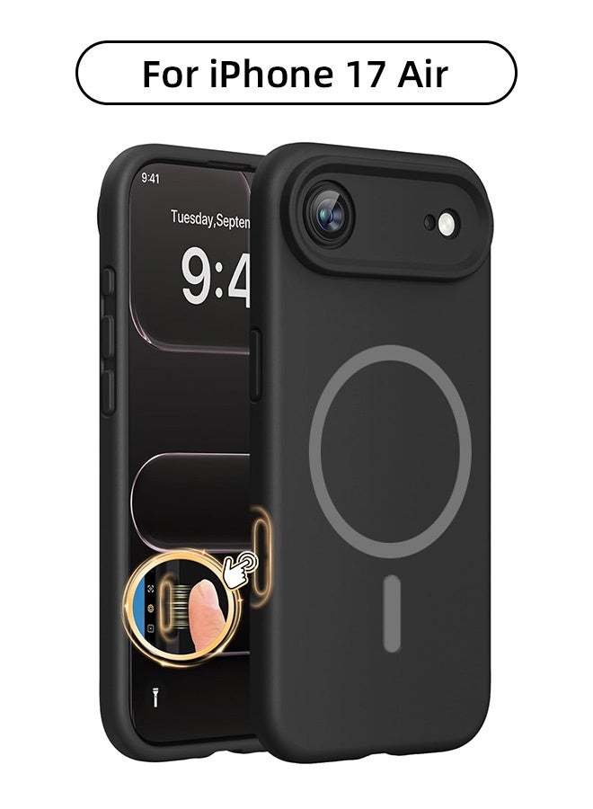 Magnetic Case for iPhone 17 Air, [MagSafe Compatible][All-Round Protection][With Camera Control Cover][Four-Layer Structure] Nano-Smooth Liquid Silicone Drop Protection Phone Case for iPhone 17 Air 6.5 inch, Black - Image 1