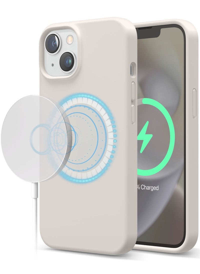 Elago Silicone Shockproof iPhone 14 Plus Case Cover with MagSafe - Stone  - Image 1