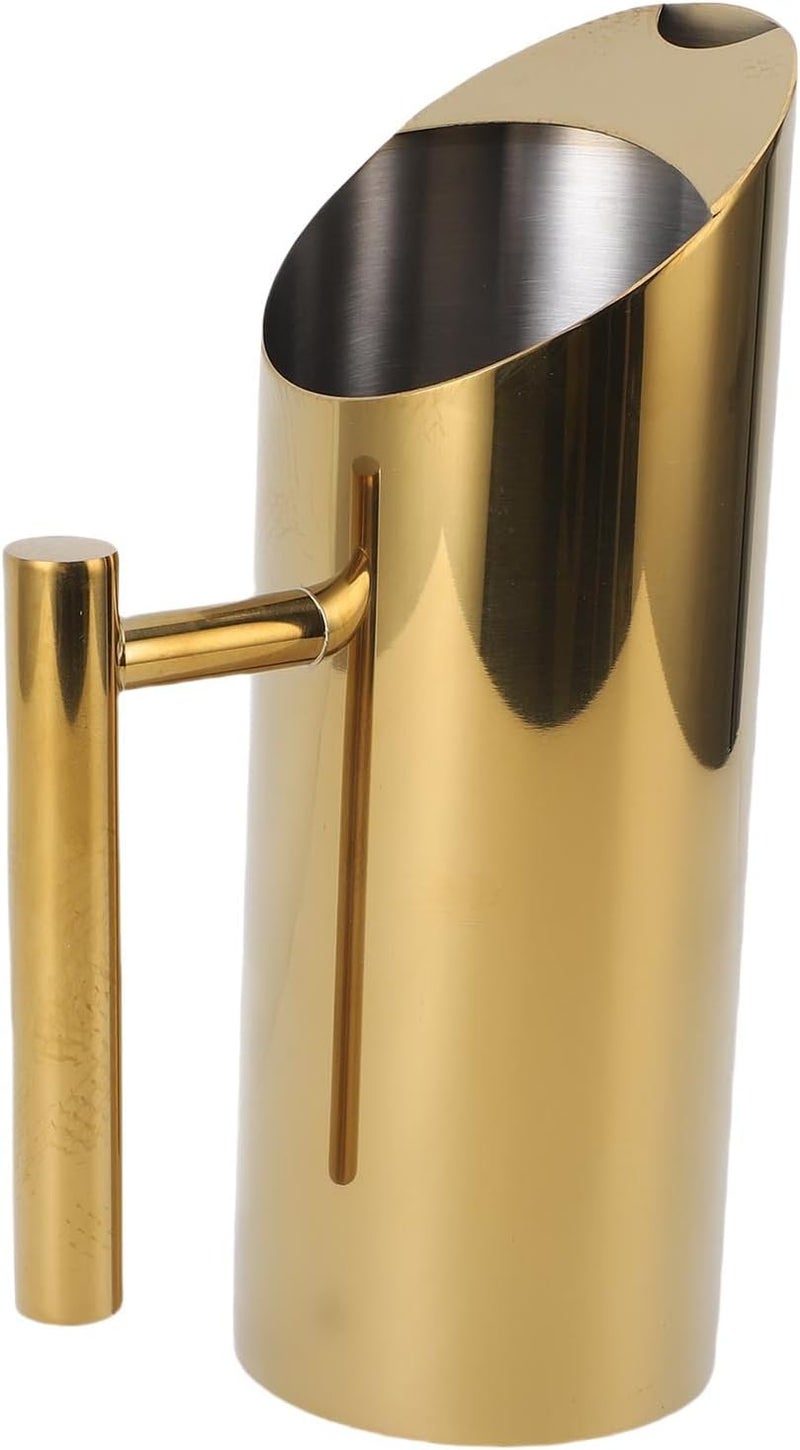 Asixxsix Stainless Steel Water Pitcher, 1L Large Capacity 304 Stainless Steel Pitcher with Leak Proof Spout Straight Body Design, with Ice Guard for Juice Coffee Milk Iced Hot Tea (Gold) - Image 4