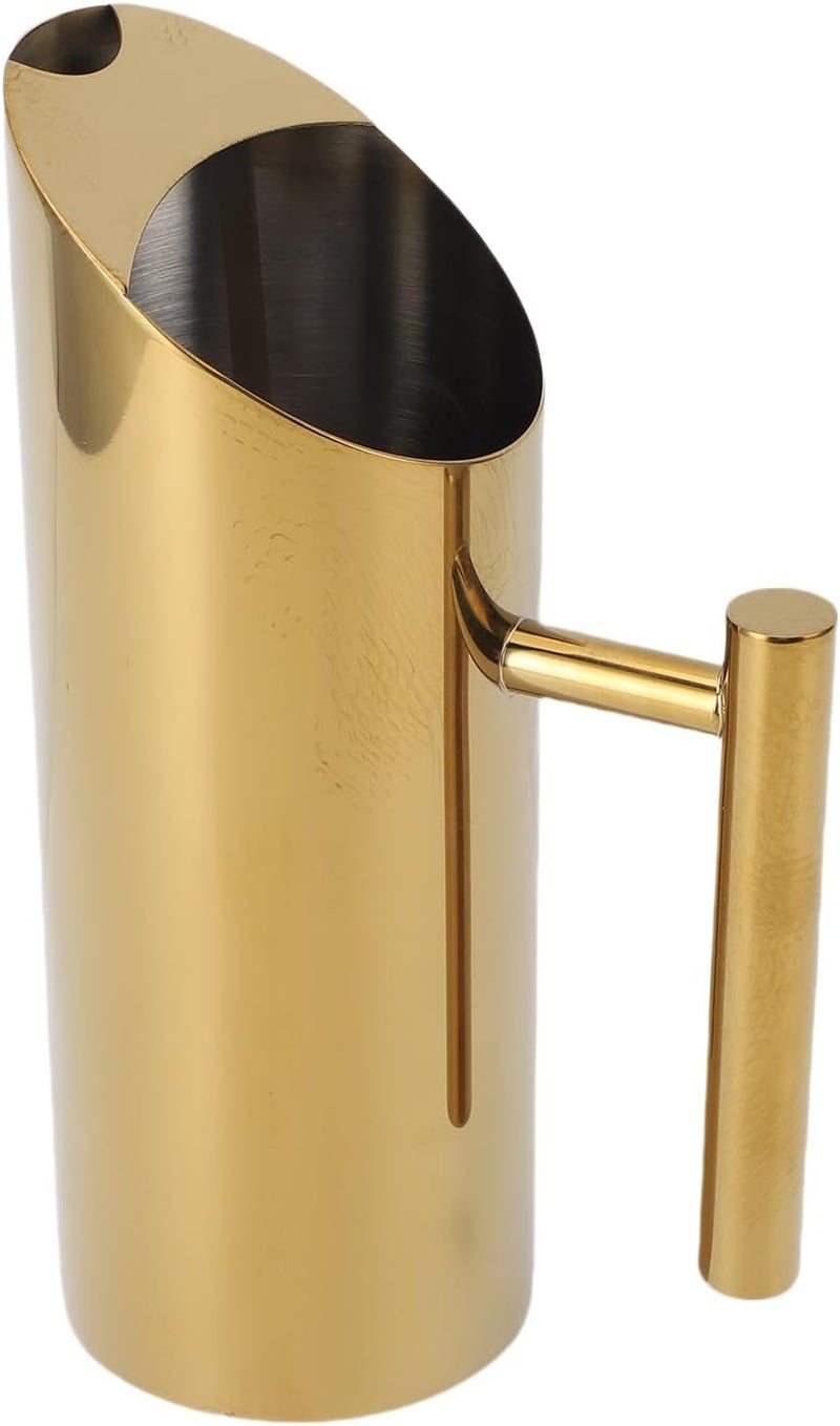 Asixxsix Stainless Steel Water Pitcher, 1L Large Capacity 304 Stainless Steel Pitcher with Leak Proof Spout Straight Body Design, with Ice Guard for Juice Coffee Milk Iced Hot Tea (Gold) - Image 2