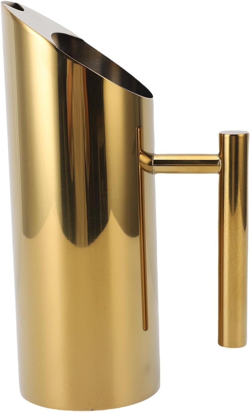Asixxsix Stainless Steel Water Pitcher, 1L Large Capacity 304 Stainless Steel Pitcher with Leak Proof Spout Straight Body Design, with Ice Guard for Juice Coffee Milk Iced Hot Tea (Gold) - Image 5