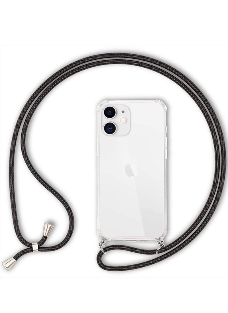 Cases Cover with Lanyard Strap Cord Chain for iPhone 12 Pro Case, Mobile Phone Crossbody Necklace Stylish Hang Holder Easy to Carry Phone Bumper  - Image 1