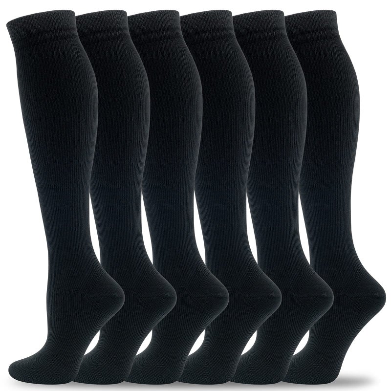 fenglaoda Compression Socks Women Men 6 Pairs, Knee High Best Support Circulation Socks for Running, Travel, Flight, Nurse - Image 1