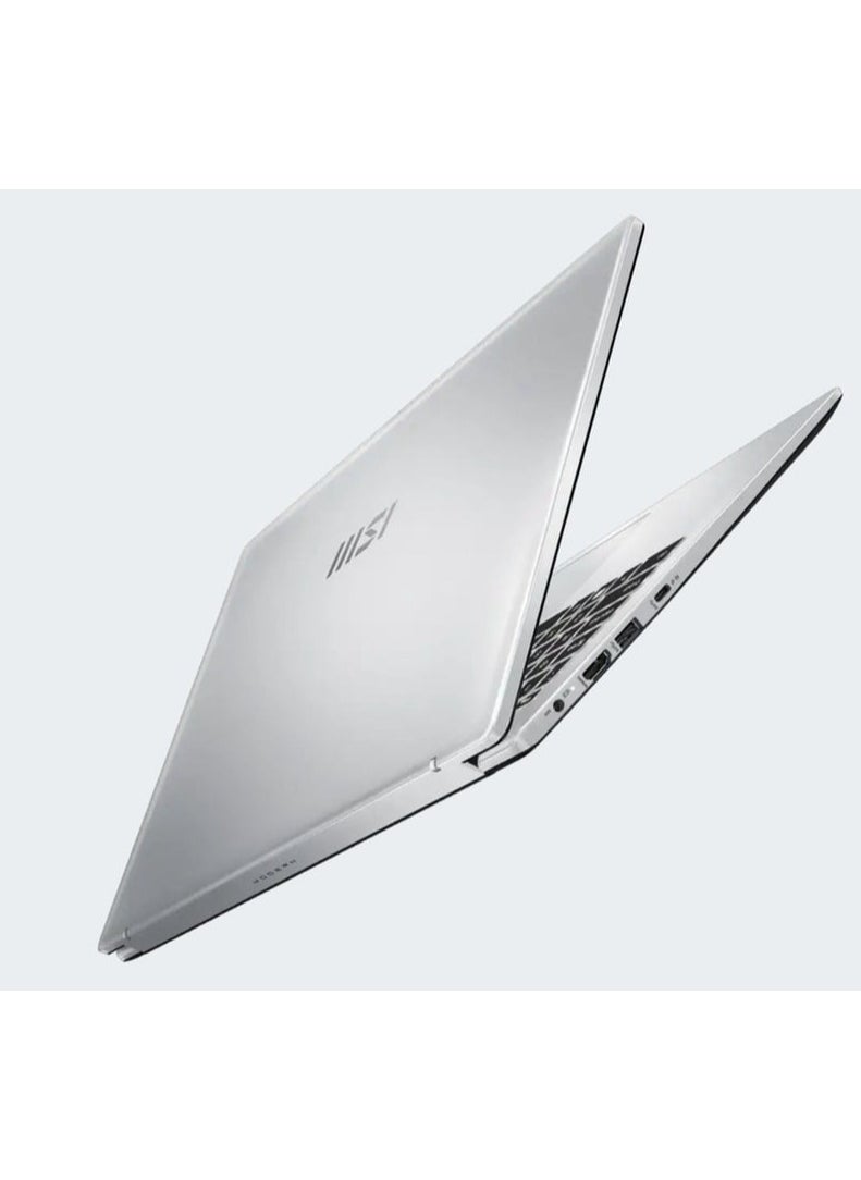 MSI LAPTOP MSI (9S7-15S122-057 ) Modern 15 F13MG CPU Raptor Lake i5-1335U RAM Onboard DDR4 8GB ( 3200MHz ) HDD 512 GB SSD UHD Intel Iris UHD Graphics Single backlight KB (White) 14 FHD (1920*1080) 60Hz IPS – Level English/Arabic Silver  - Image 4