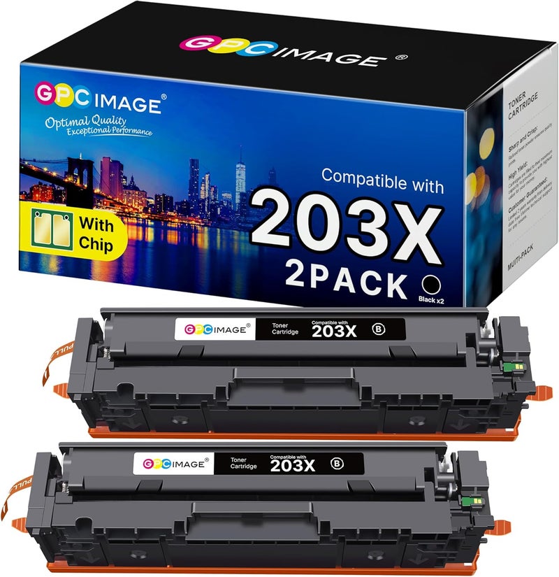 GPC Image 203X Black Toner Compatible with HP 203X 203A CF540X CF540A for Toner HP Color Laserjet Pro MFP M281fdw M281fdn M281cdw M280nw M254dw M254nw M254dn (Black, Pack of 2) - Image 1
