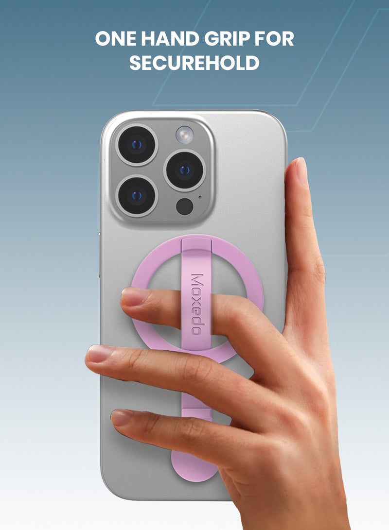 Moxedo Snap-On Magnetic Phone Grip Soft Silicone Grip Adjustable Strap with Double Sided Magnetic Design Compatible for iPhone 16 15 Pro Max Plus 14 13 12 and All Phones - Pink - Image 4