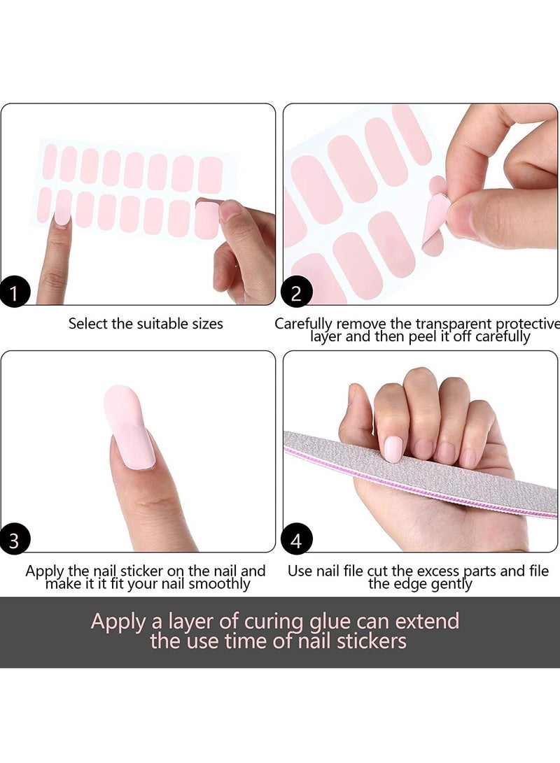 إسكدنيا 4 ملصقات أظافر أوروبية وأمريكية بسيطة باللون الوردي، مناسبة لفن الأظافر بنفسك - Image 3