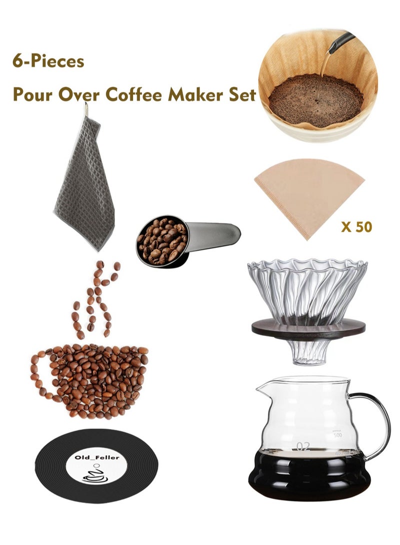 Old_Feller V60 Set 6 Piece Coffee Drip Set Pour Over Coffee Maker Set - Image 1