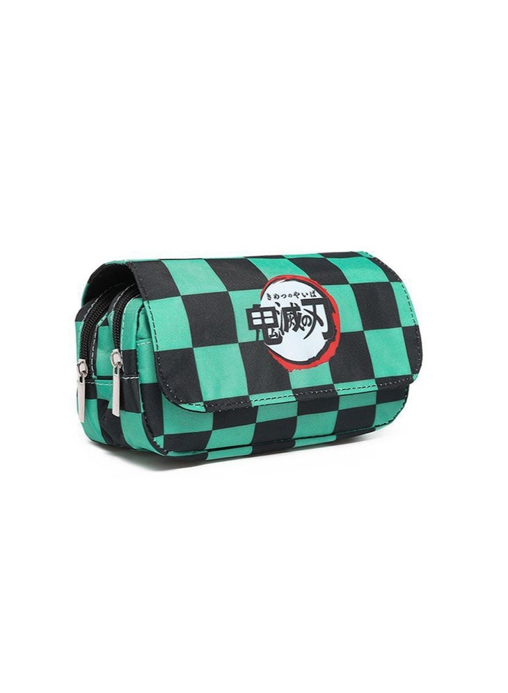 عام شيطان القاتل الوجه مقلمة طالب حقيبة أدوات مكتبية متعددة الوظائف الأطفال طبقة مزدوجة مقلمة الكرتون اللوازم المدرسية - Image 1