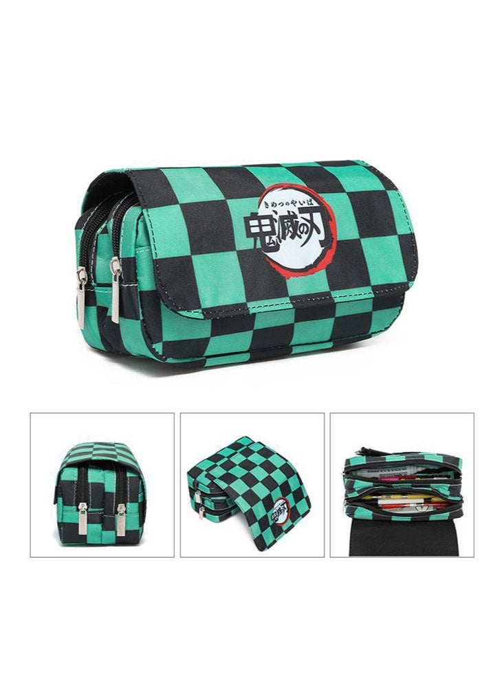 عام شيطان القاتل الوجه مقلمة طالب حقيبة أدوات مكتبية متعددة الوظائف الأطفال طبقة مزدوجة مقلمة الكرتون اللوازم المدرسية - Image 2