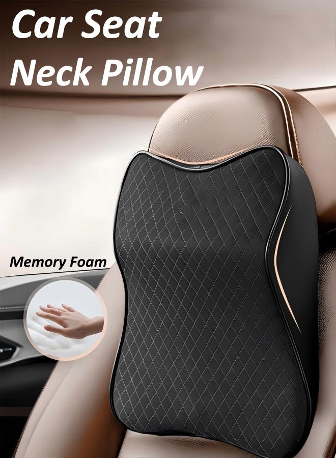 وسائد لمسند الرأس في مقعد السيارة، وسادة مريحة للرقبة في السيارة، ناعمة ومسامية، لتخفيف آلام الرقبة ودعم عنق الرحم، أسود - Image 1