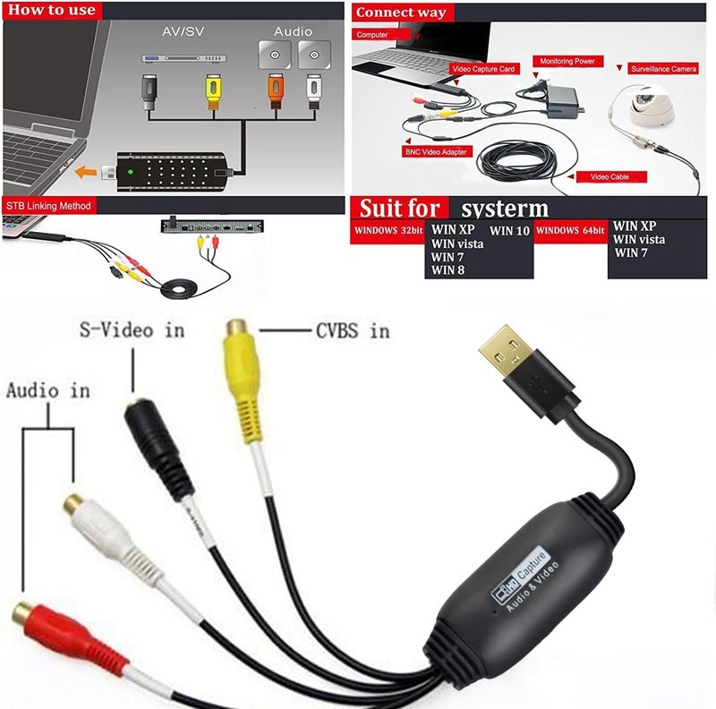 MICROWARE VHS to Digital Converter, Video Capture Card USB 2.0 Audio Video Capture Card Device Old VHS Mini DV Hi8 DVD VCR to Digital Converter for Mac, PC Support Windows - Image 3