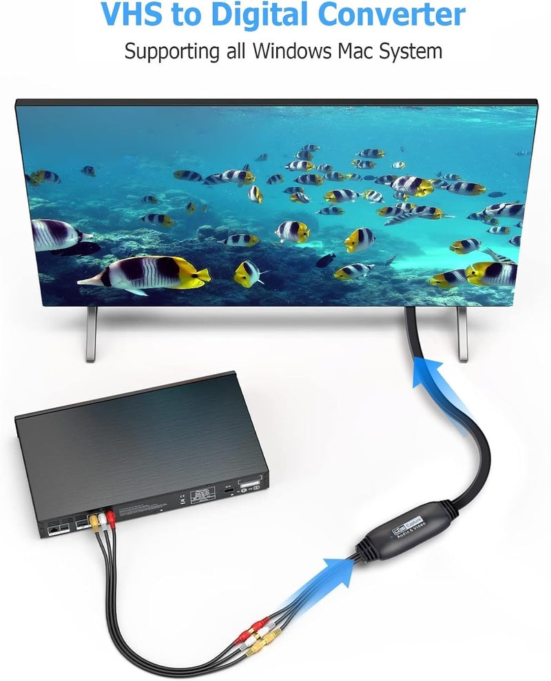 MICROWARE VHS to Digital Converter, Video Capture Card USB 2.0 Audio Video Capture Card Device Old VHS Mini DV Hi8 DVD VCR to Digital Converter for Mac, PC Support Windows - Image 4