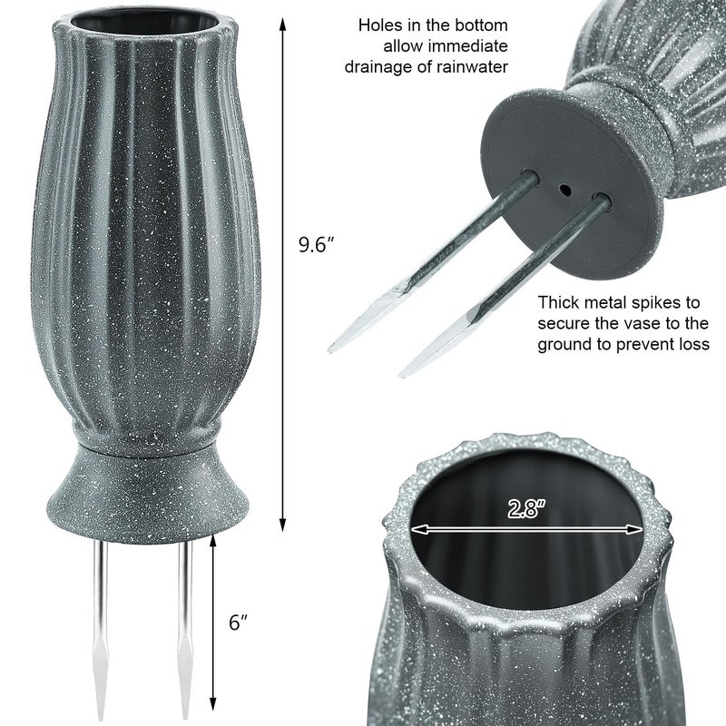 bocola Cemetery Vase with Metal Spike -Headstones Flower Holder with Drainage Hole for Artificial Flowers- Grave Decorations Memorials Sympathy for Loss of Loved Ones - Image 4