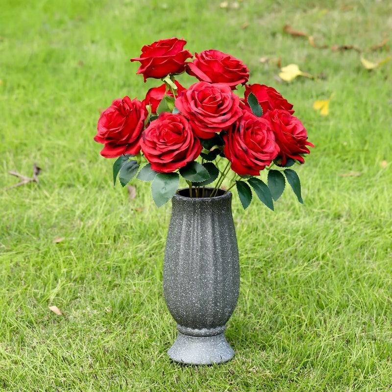 bocola Cemetery Vase with Metal Spike -Headstones Flower Holder with Drainage Hole for Artificial Flowers- Grave Decorations Memorials Sympathy for Loss of Loved Ones - Image 3