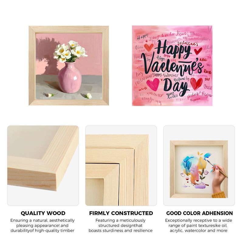 Wood Canvas 15x15x1 Cm Thick Pine Painting Panel - 0.39-Inch Sturdy Art Canvas for Watercolor Oil and Acrylic - Effortless Mixed Media Creation for DIY Artists and Home Decor - Image 4