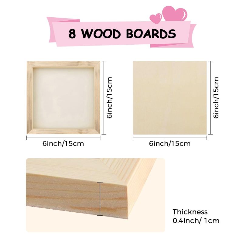 Wood Canvas 15x15x1 Cm Thick Pine Painting Panel - 0.39-Inch Sturdy Art Canvas for Watercolor Oil and Acrylic - Effortless Mixed Media Creation for DIY Artists and Home Decor - Image 3