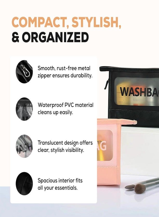 Multibrite Waterproof Toiletry Bag | Travel Cosmetic Pouch, Makeup Organizer, Wash Bag with Transparent Window | PVC Material, Rust-Free Zipper, Lightweight Travel Kit for Men & Women - Image 3