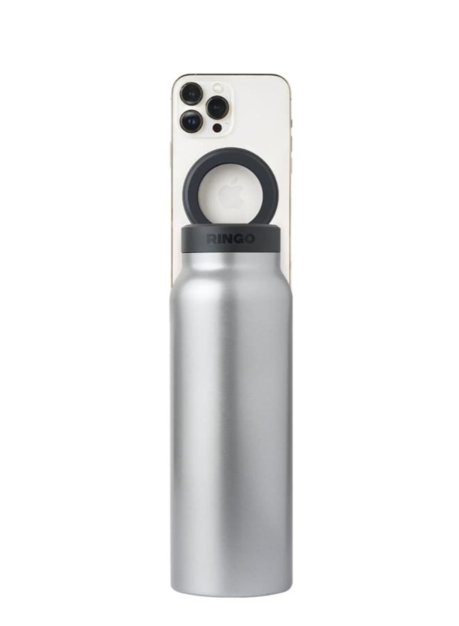 Ringo Water Bottle + Free Magnetic Booster Ring | Stainless Steel Hydration Bottle w/ Integrated MagSafe Phone Mount, 12Hrs Hot/24Hrs Cold, BPA-Free, Works w/ All Devices Android & iOS- Stainless 24Oz - Image 3