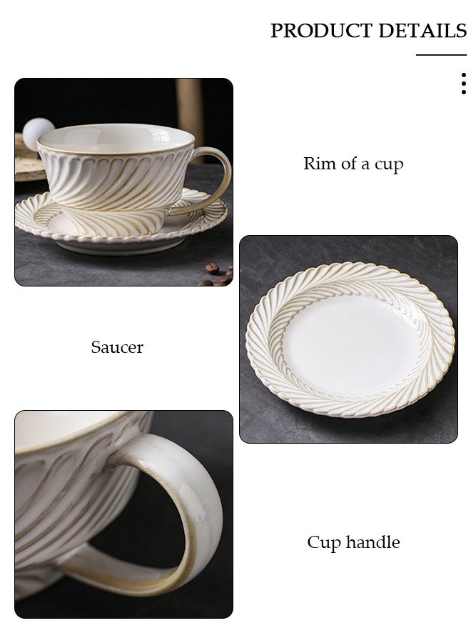 DUNISO طقم فناجين شاي وصحون بنوم بنه من ريترو، طقم شاي بورسلين لحفلات الشاي بعد الظهر، صحن لمطبخ حليب القهوة وغرفة الرسم - Image 3