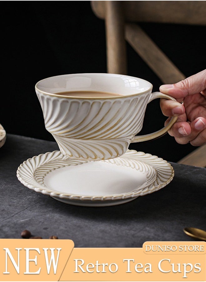 DUNISO Retro Phnom Penh Tea Cups and Saucers Set Porcelain Tea Set for Tea Party Afternoon Tea Cups Saucer for Coffee Milk Kitchen and Drawing Room  - Image 1