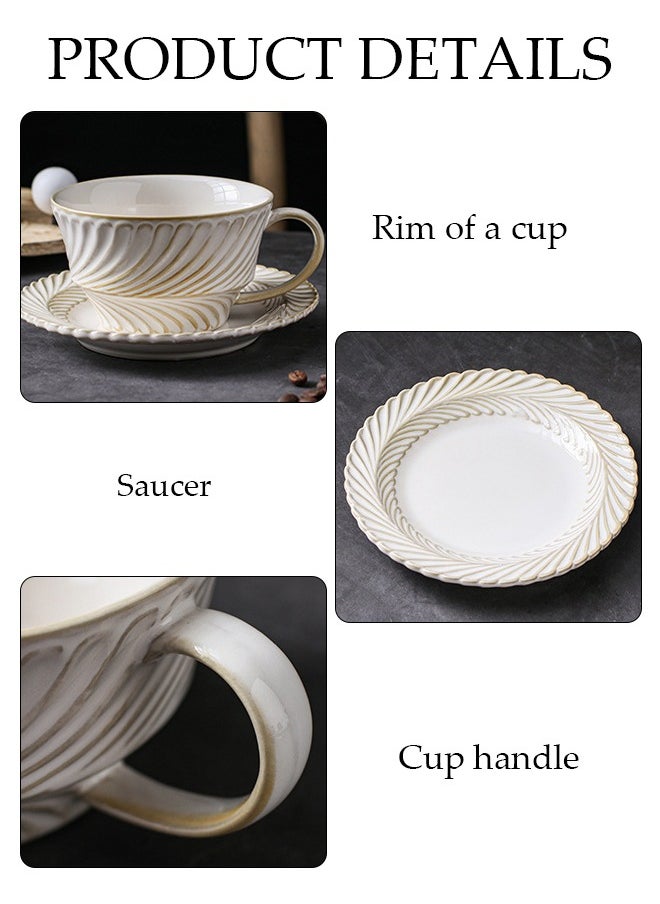 DUNISO Retro Phnom Penh Tea Cups and Saucers Set Porcelain Tea Set for Tea Party Afternoon Tea Cups Saucer for Coffee Milk Kitchen and Drawing Room  - Image 3