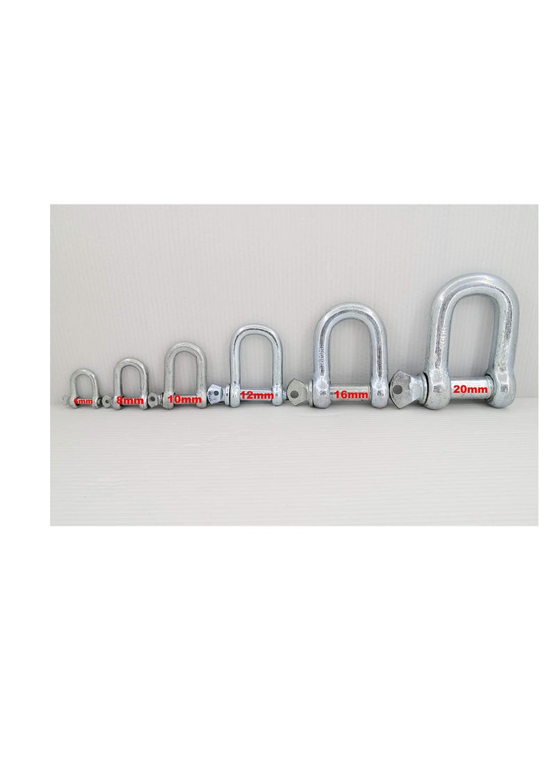 Galvanized Iron (GI) D Ring Shackle Lock, Shackle Hook Clip for Heavy Duty Construction, Chain Link Tow, Marine Shackles, Gym Hook and Vehicle Recovery & DIY Projects… (Pack of 2, 8mm)  - Image 1