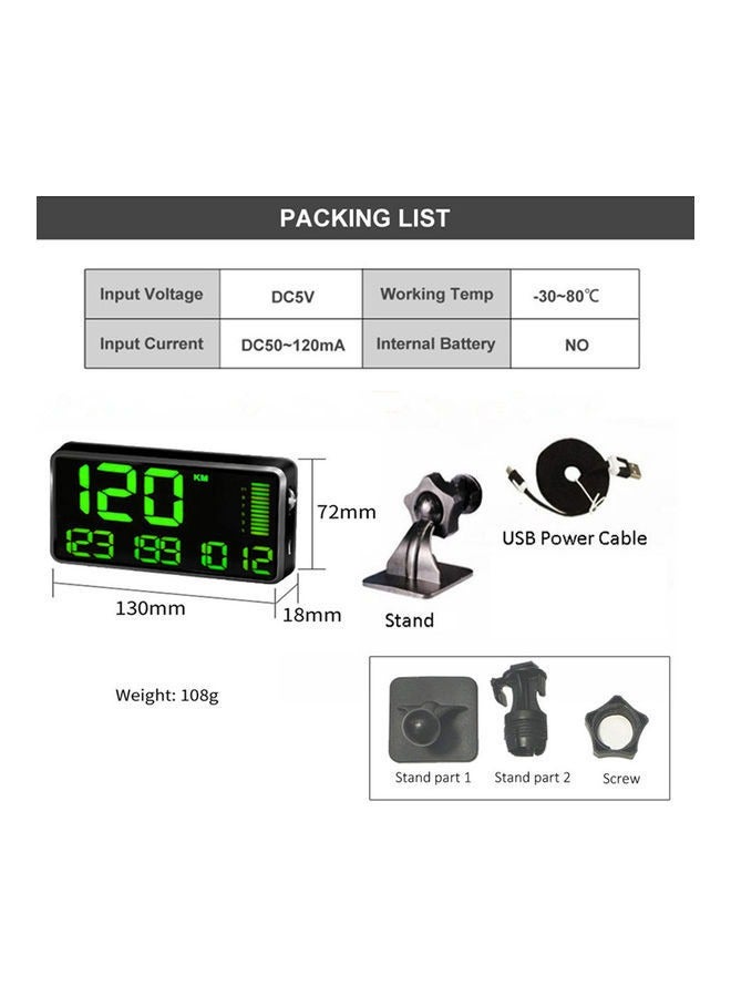 Generic Digital GPS Speedometer New Car Windshield Display Digital Speed ​​MPH KM Comprehensive Alert System Remind Fatigue From Driving Overtaking  - Image 2