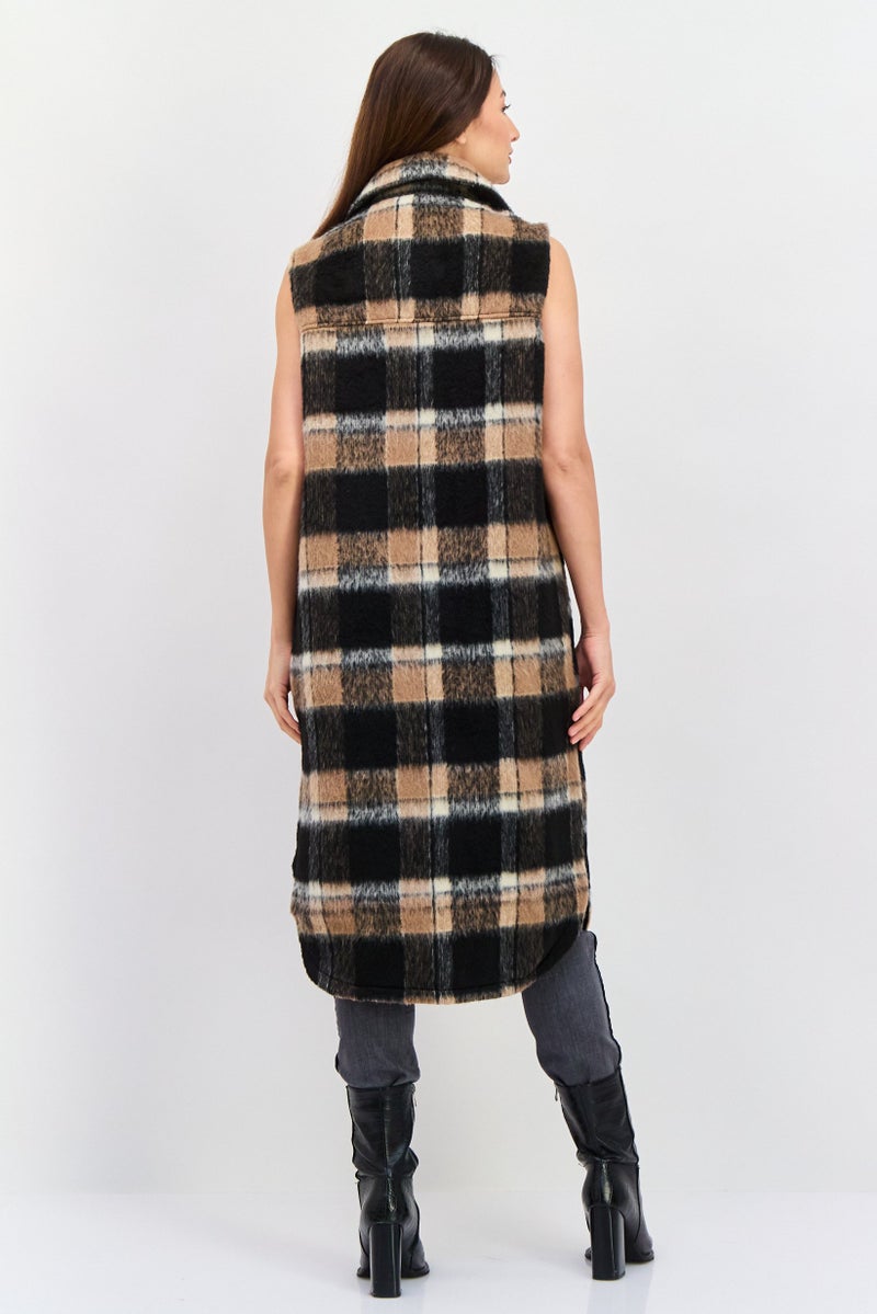 Violet Romance Women Plaid Sleeveless Trench Coat, Multicolor  - Image 4