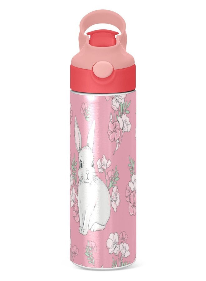 Kigai Cute Bunny Rabbit Kids Water Bottle, Insulated Stainless Steel Water Bottles with Straw Lid, 12 oz BPA-Free Leakproof Duck Mouth Tumbler for Boys Girls - Image 2
