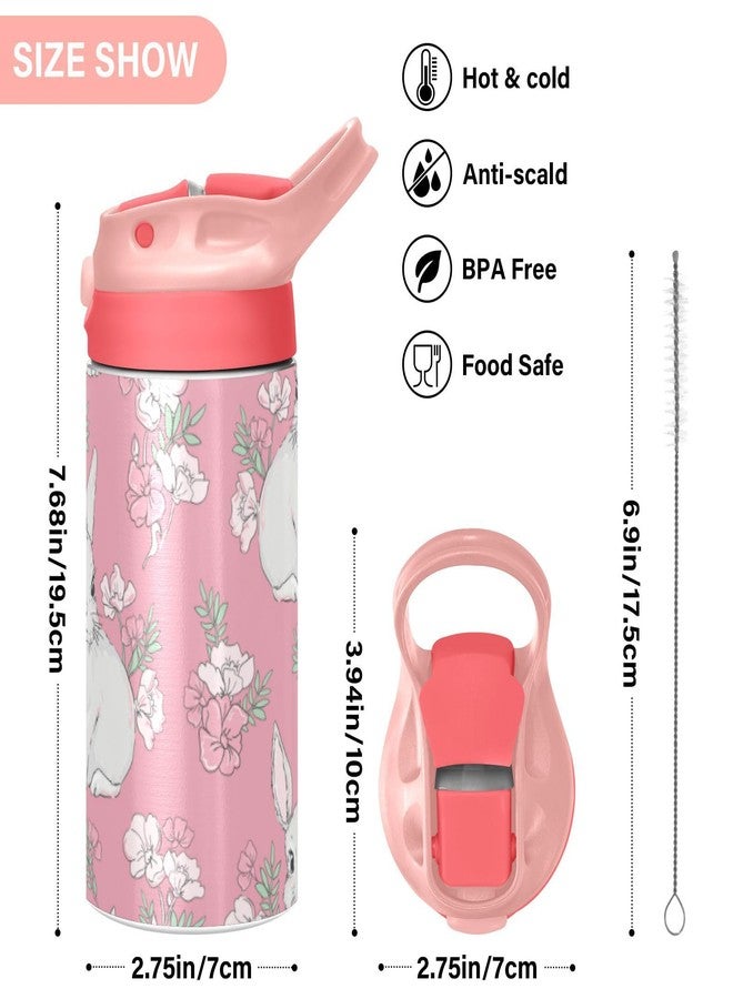 Kigai Cute Bunny Rabbit Kids Water Bottle, Insulated Stainless Steel Water Bottles with Straw Lid, 12 oz BPA-Free Leakproof Duck Mouth Tumbler for Boys Girls - Image 3