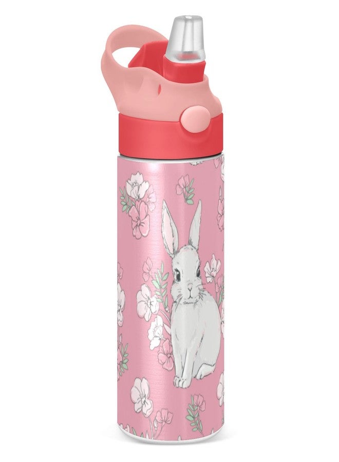 Kigai Cute Bunny Rabbit Kids Water Bottle, Insulated Stainless Steel Water Bottles with Straw Lid, 12 oz BPA-Free Leakproof Duck Mouth Tumbler for Boys Girls - Image 1