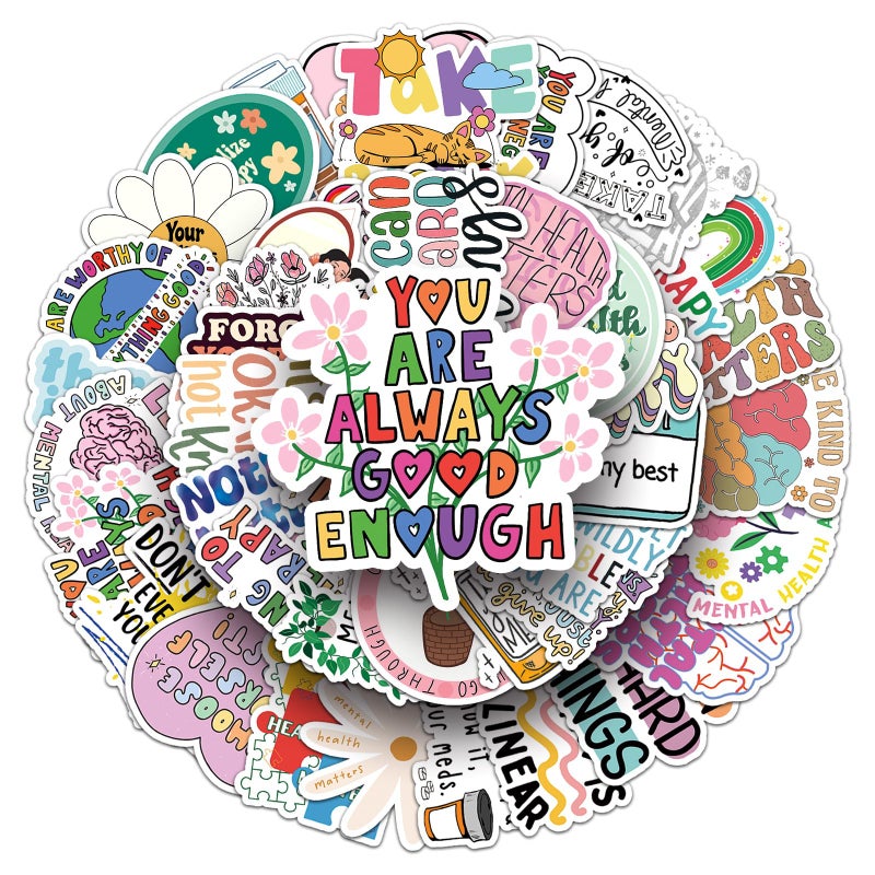 ZCGONG 100Pcs Mental Health Stickers Mental Health Matters Awareness Vinyl Laptops Decals Kids Teens Adults Gifts Therapist Water Bottles Bumper Helmet Book Decorative Doctor Reward Stickers - Image 4