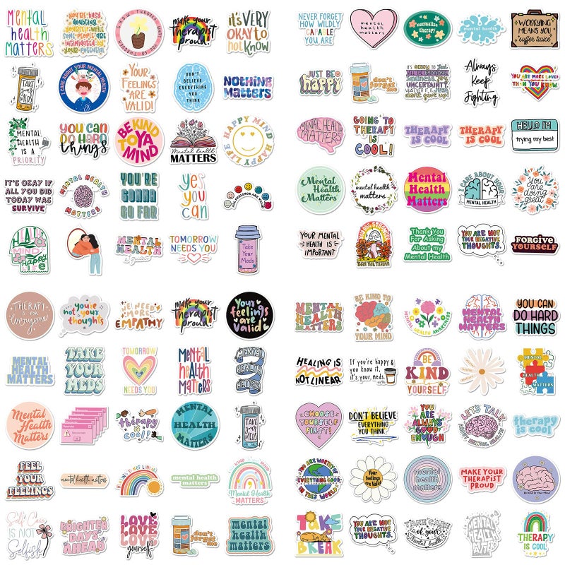 ZCGONG 100Pcs Mental Health Stickers Mental Health Matters Awareness Vinyl Laptops Decals Kids Teens Adults Gifts Therapist Water Bottles Bumper Helmet Book Decorative Doctor Reward Stickers - Image 5